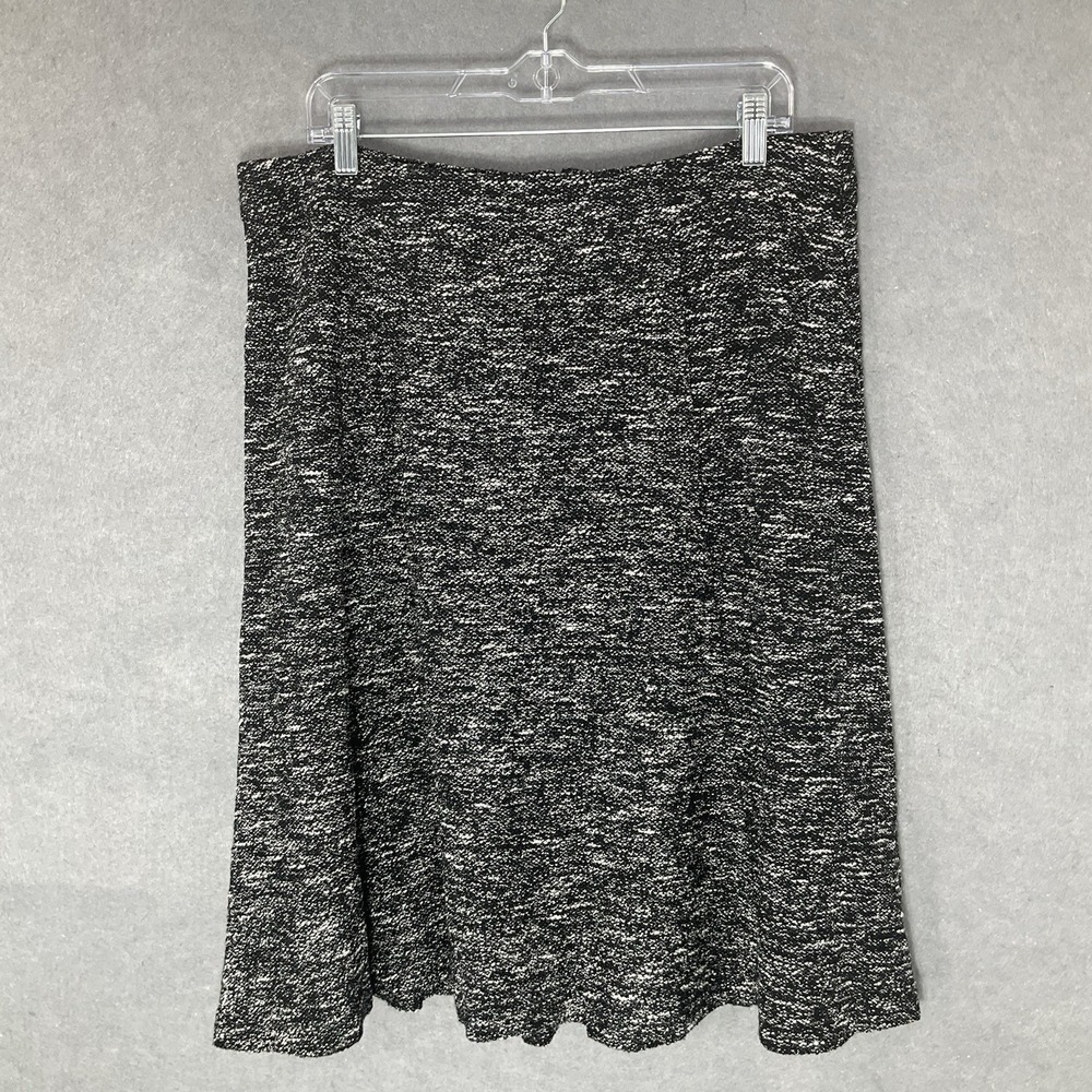 Talbots Women Midi Skirt Sz 14 Wool Knit Zipper Black White Business Career
